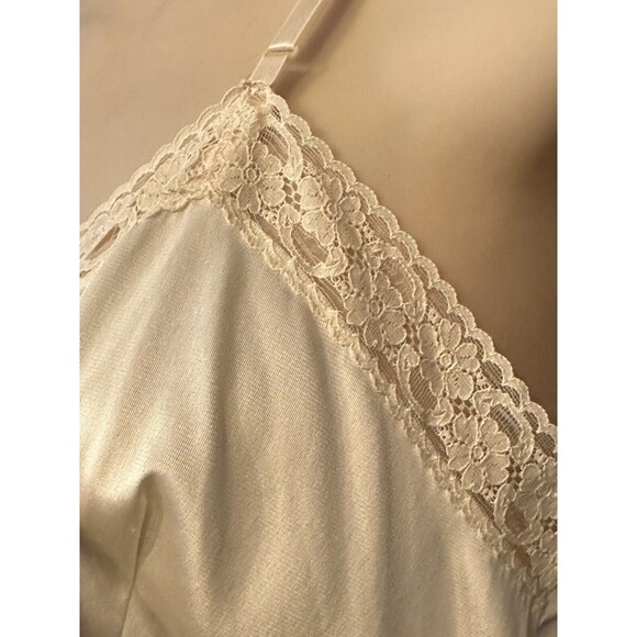 Vintage Satin/Nylon ? Ivory Slip Nightgown Lingerie Small/ Medium Women’s C3 - Picture 3 of 9